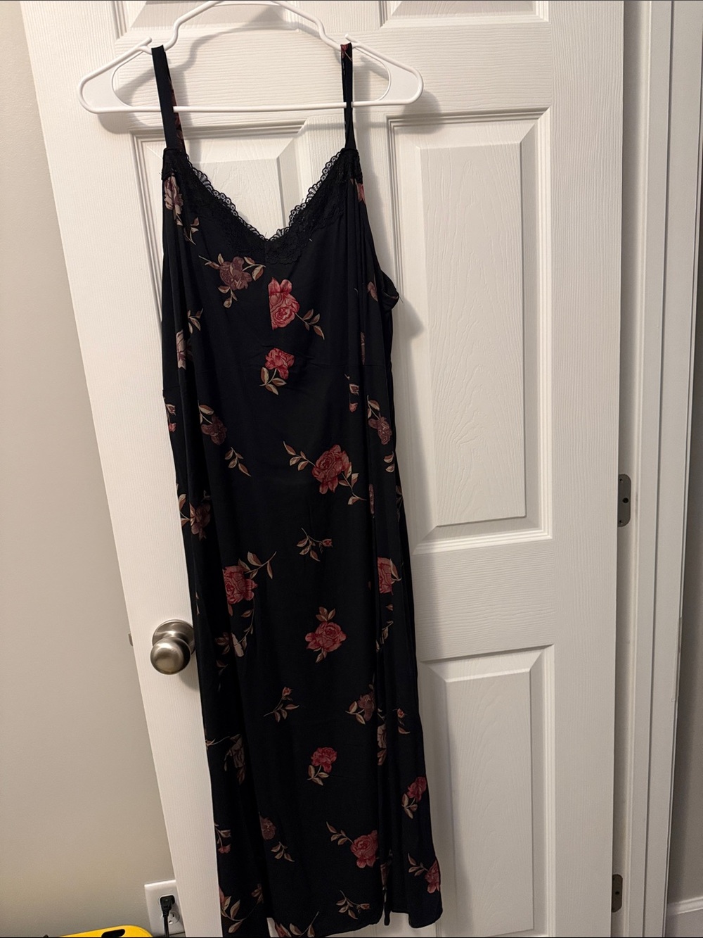 Torrid Black Floral Lace-Trim Slip Dress with Pink Roses